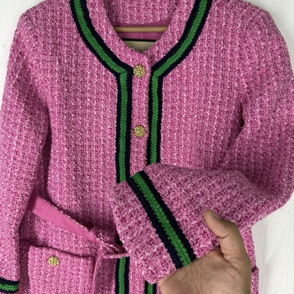 Authentic beautiful Gucci pink tweed belted jacket in very good condition - Picture 3 of 16
